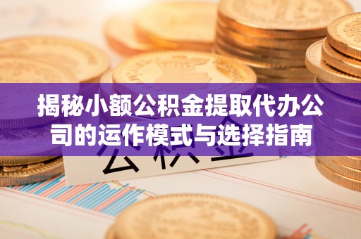 电白揭秘小额公积金提取代办公司的运作模式与选择指南