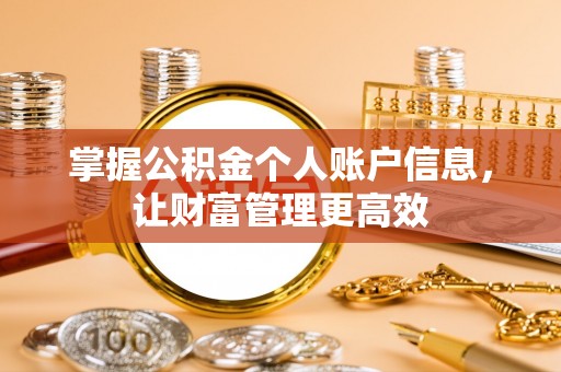 电白掌握公积金个人账户信息，让财富管理更高效