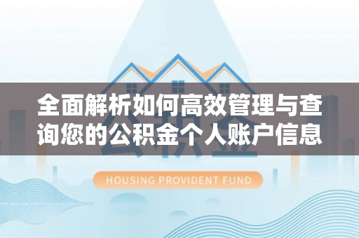 电白全面解析如何高效管理与查询您的公积金个人账户信息